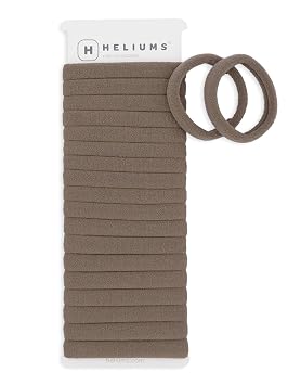 Heliums Soft Hair Ties - No Damage Seamless Nylon Fabric Bands, Stretchy Ponytail Holders for Thin & Thick Hair - Standard 1.5 Inch, Light Brown, 20 Pack