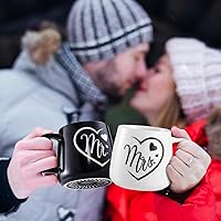 Vista 6 de LIHAO Mr And Mrs - Juego de 2 tazas de café para parejas, para boda, compromiso, aniversario, día de San Valentín, boda para él y ella, regalos