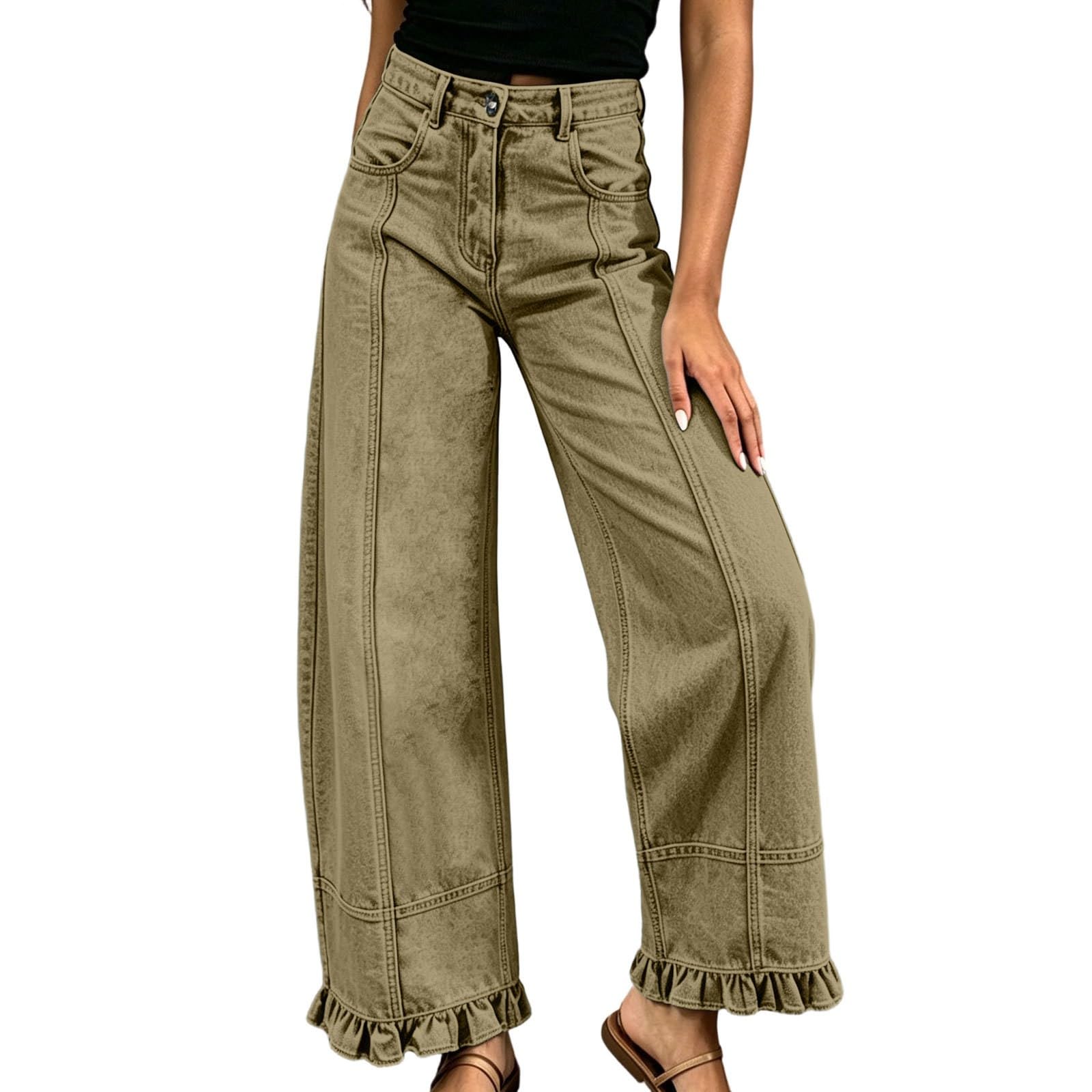 Jeans Donna Vita Alta Palazzo Jeans Elasticizzati Leggeri Larghi Pantaloni Denim Vita Alta Curvy Gamba Larga Comodi Pantaloni Baggy Casual Palazzo Y2k Pantalone Moda Taglie Forti Basic