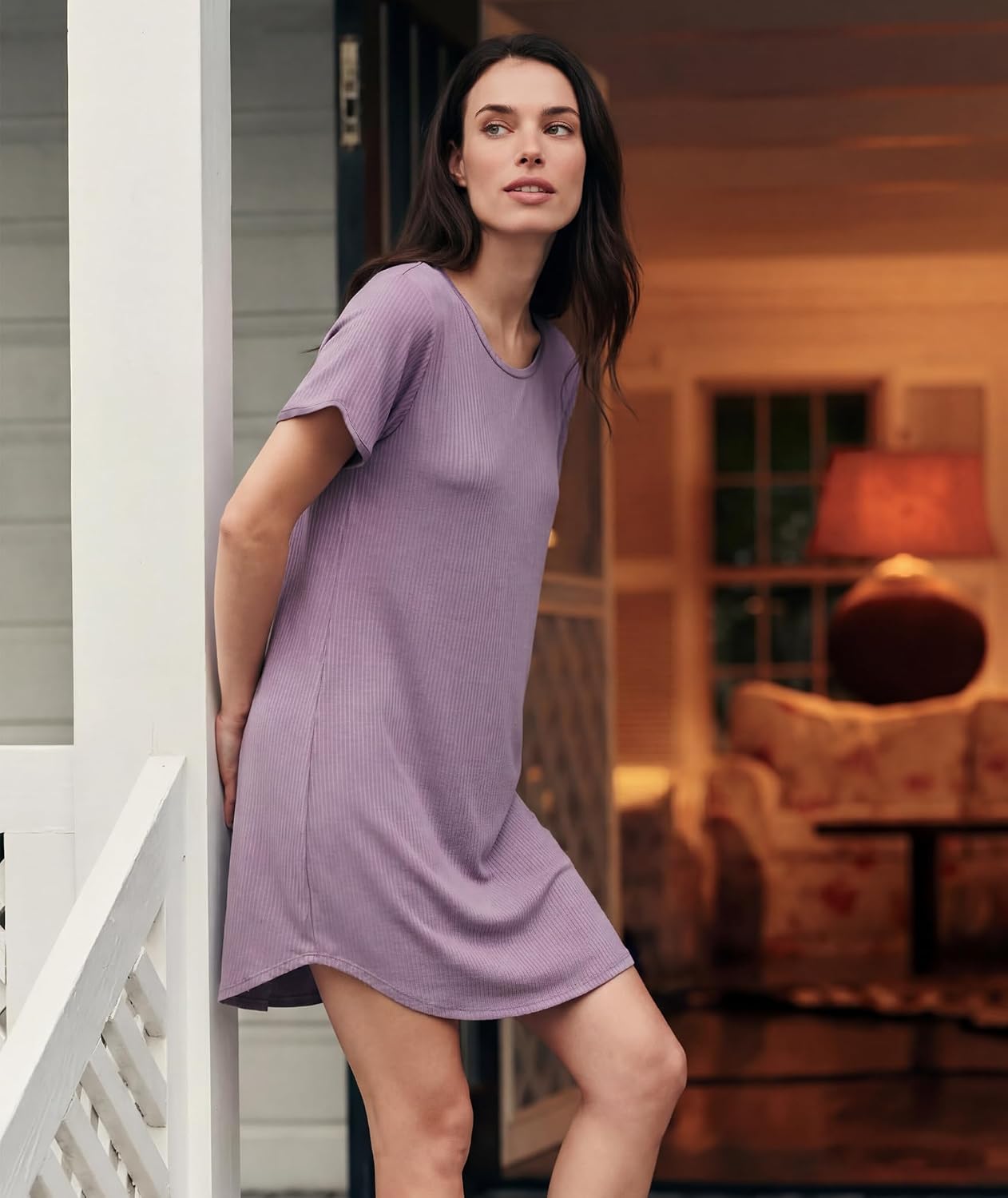 GYS Bamboo Viscose Nightgowns for Women, Summer Cooling Night Shirts for Hot Sleepers Silky Soft Sleep Dress