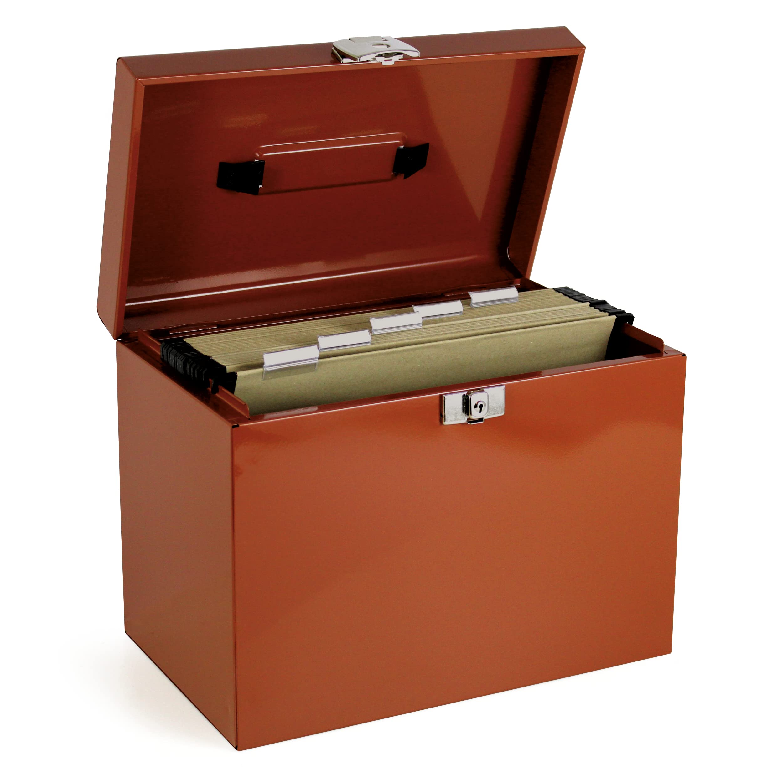 Classeur ménager en métal + 5 dossiers suspendus terracotta