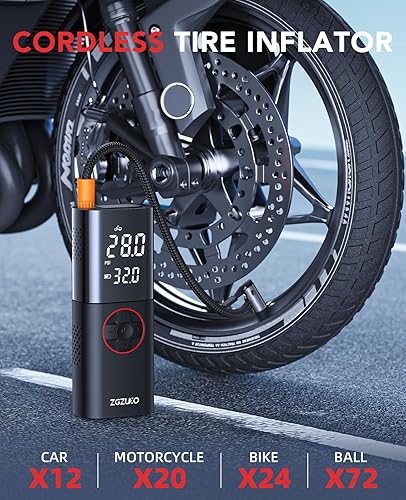 Miniatura 5 de Inflador de neumáticos, compresor de aire portátil, bomba de aire recargable de 150 PSI para neumáticos de automóvil con batería, bomba de