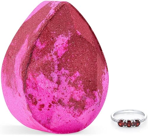 Miniatura 1 de Fragrant Jewels Bomba de baño de piedra natal de julio con anillo de circonita cúbica rubí en el interior talla 10