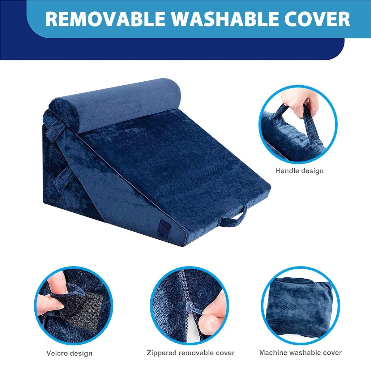 Grin Health High-Density Bed Wage Pillo Head with Head Rest Adjustable Veg Cushion, Acid Reflux, Leg Support Pilo, Bed Veg Pillo for Back Support Cushion, Pregnancy Pillow (Navy) Grin Health High-Density Bed Wage Pillo Head with Head Rest Adjustable Veg Cushion, Acid Reflux, Leg Support Pilo, Bed Veg Pillo for Back Support Cushion, Pregnancy Pillow (Navy)