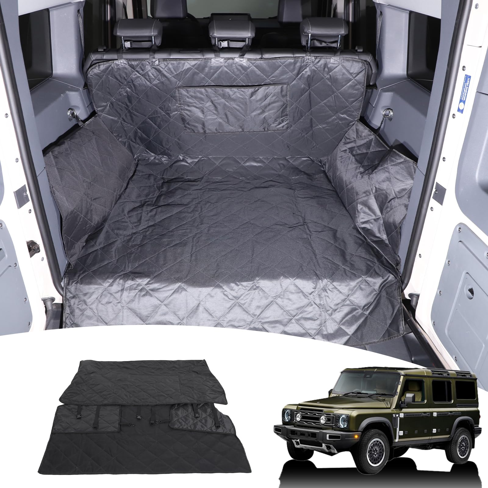 Car Boot Protector for Dogs,Car Boot Liner Cover with Bumper and Side Protection, Waterproof Nonslip Multi-Layer Dog Blanket Compatible with Ineos Grenadier 2020-2024, Black