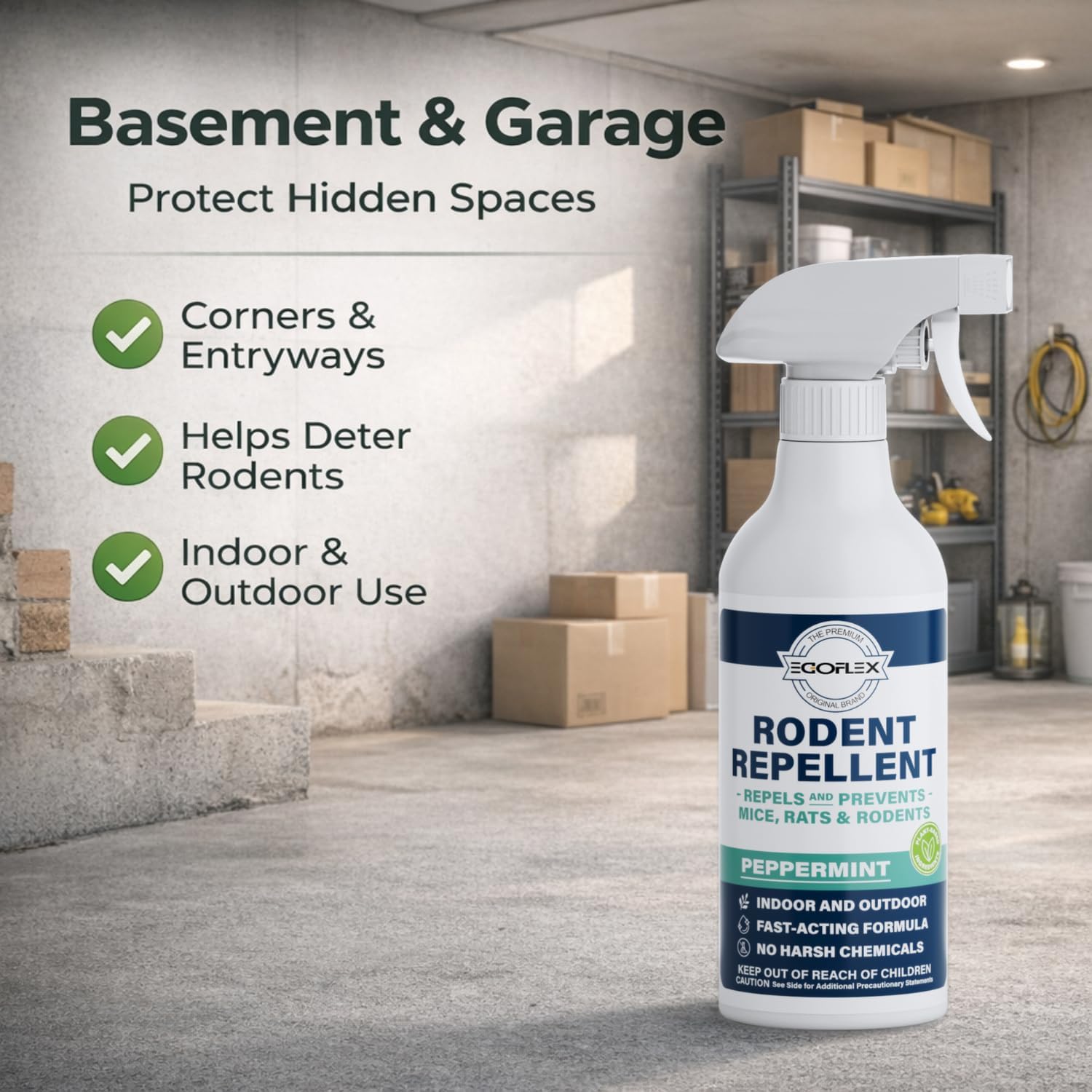 Peppermint Oil Spray for Rodents - Mice, Rat, Squirrel & Mouse Repellent - Natural Peppermint Essential Oil Indoor & Outdoor Deterrent Control for Home, Garage, Attic, RV & Car Engines - 16 Fl Oz - Image 3