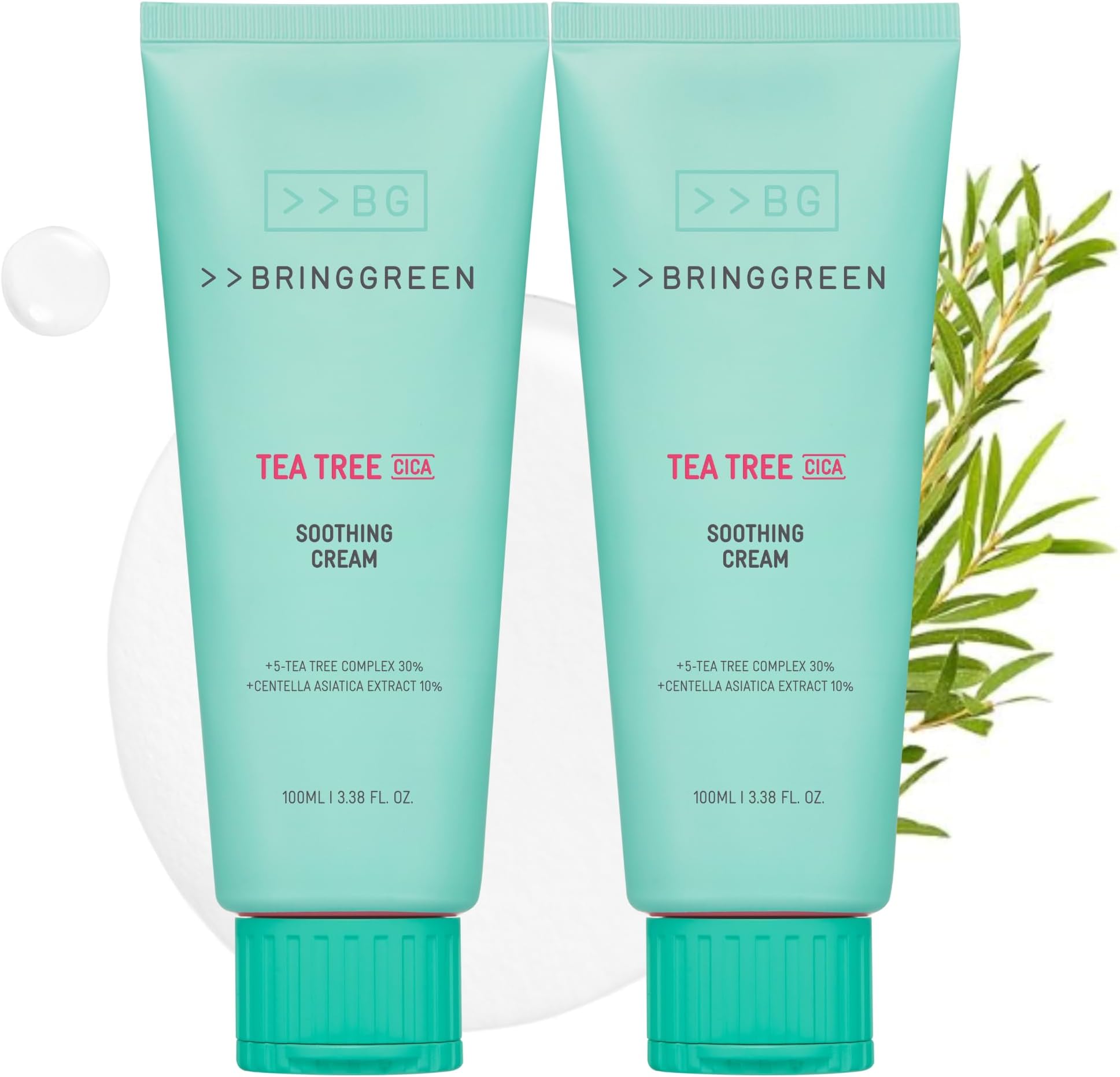 Tea Tree Cica Soothing Cream Plus 100ml Korean Skin care (Pack of 2)