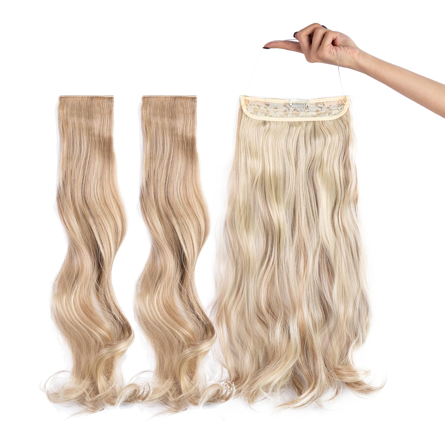 Hair Extensions - Light Brown Blonde Elastic band / headband. Never worn. headband human hair wig - 18 main image 4