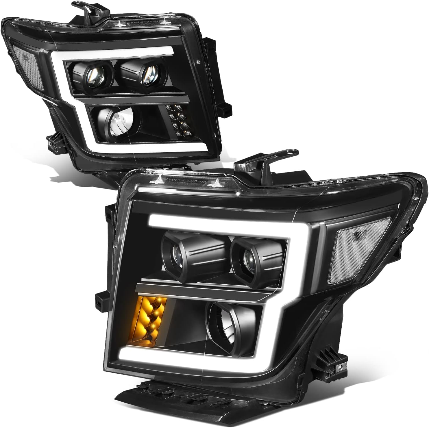 HL-LB-NT16-BK-CL1 Pair of LED DRL Projector Headlights Compatible with 17-22 Titan / 16-22 Titan XD,Black/Clear