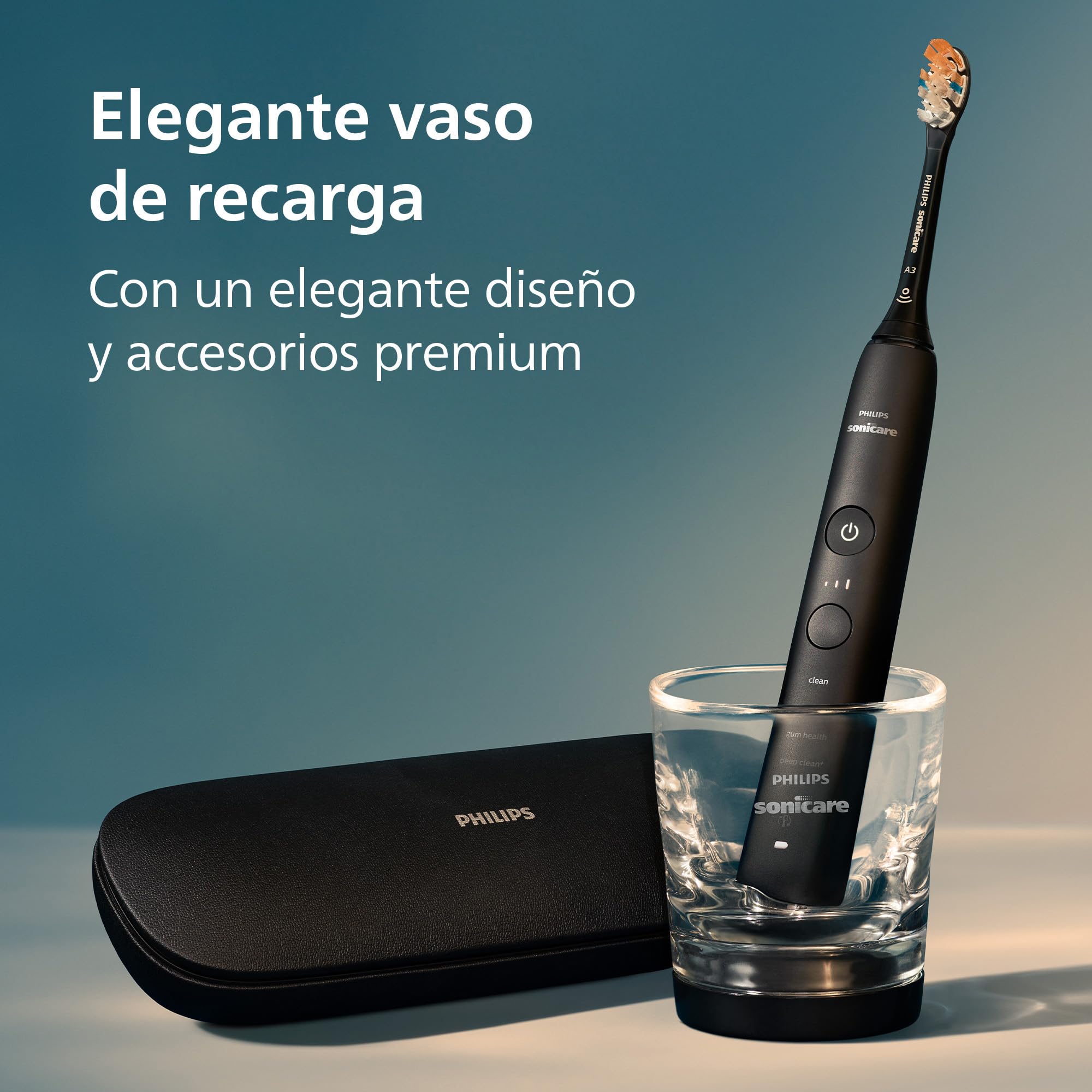 Philips Sonicare DiamondClean Smart 9400, cepillo dental eléctrico, sónico con aplicación, sensor de presión, detección de cabezal de cepillado, negro, modelo HX9917/89