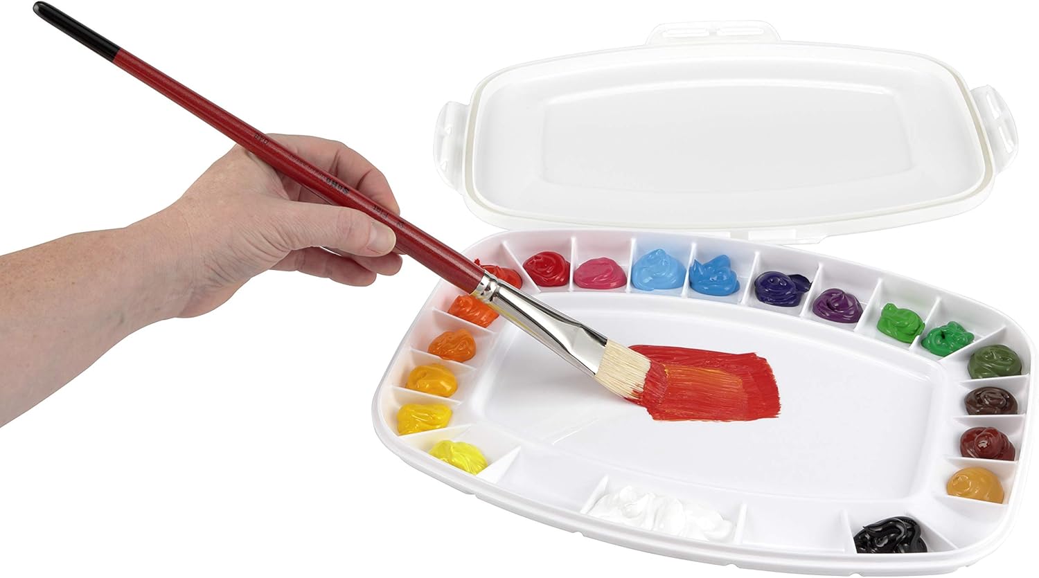 Soho Urban Artist Air Tight Mixed Media Color Palette - Stay Wet Palette for Acrylic Painting, Oil Colors, Water Colors, Alcohol Inks - Easy to Clean 23-Wells (5 X 9 Mixing Area)