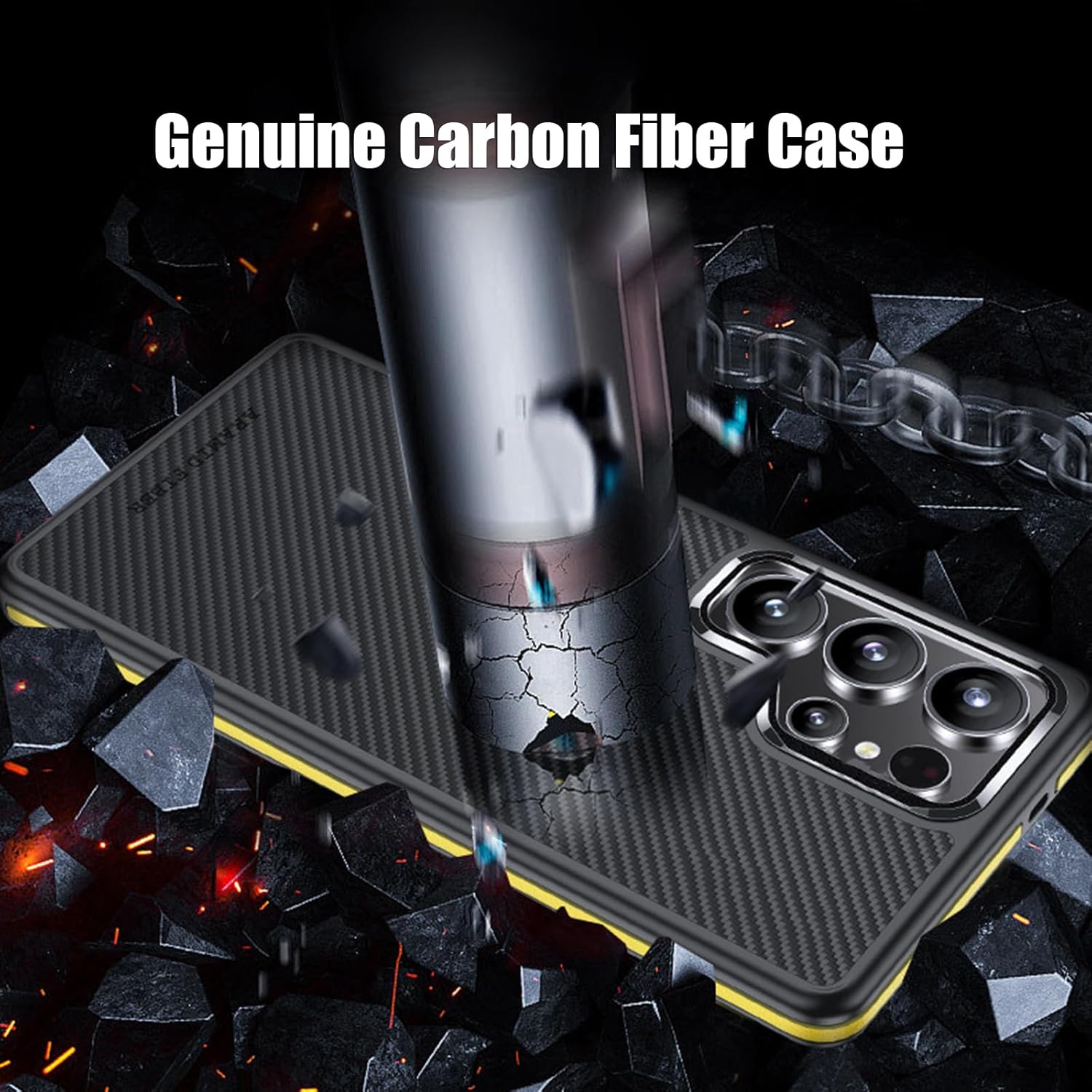 Magnetic Case for Samsung Galaxy S25 Ultra, Luxury Genuine Carbon Fiber Phone Cover with Metal Frame Lens Protection Ultra Thin Case Grey