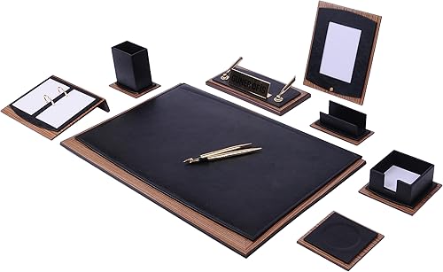 Miniatura 8 de MOOG Lux - Accesorios de escritorio de cuero organizador de escritorio de cuero organizador de escritorio para hombres combinación de madera de