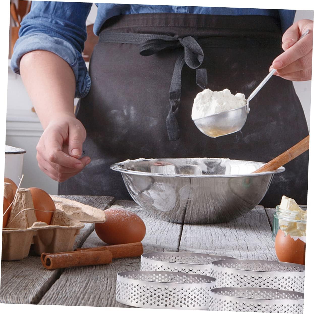 PRETYZOOM 10pcs Round Tart Mousse Circle Baking Molds for Cakes Fruit Tarts and Desserts for Home Bakery and Restaurant Use