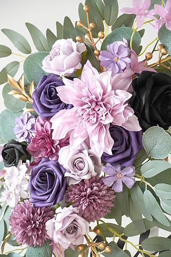 Miniatura 6 de BMQDSM Kit de flores artificiales de arco de boda (paquete de 2) para decoración de boda, ceremonia y recepción (morado)