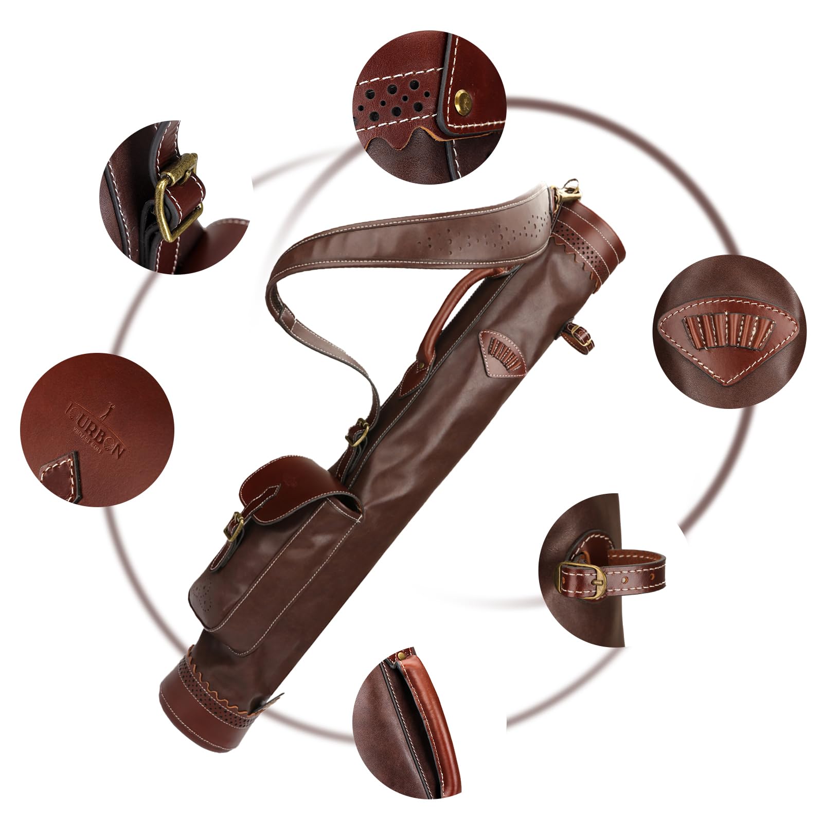 Tourbon Vintage Golf Sonntag Tragetasche mit Balltasche, tragbare Golfschläger-Reisetasche für Tauchbereich