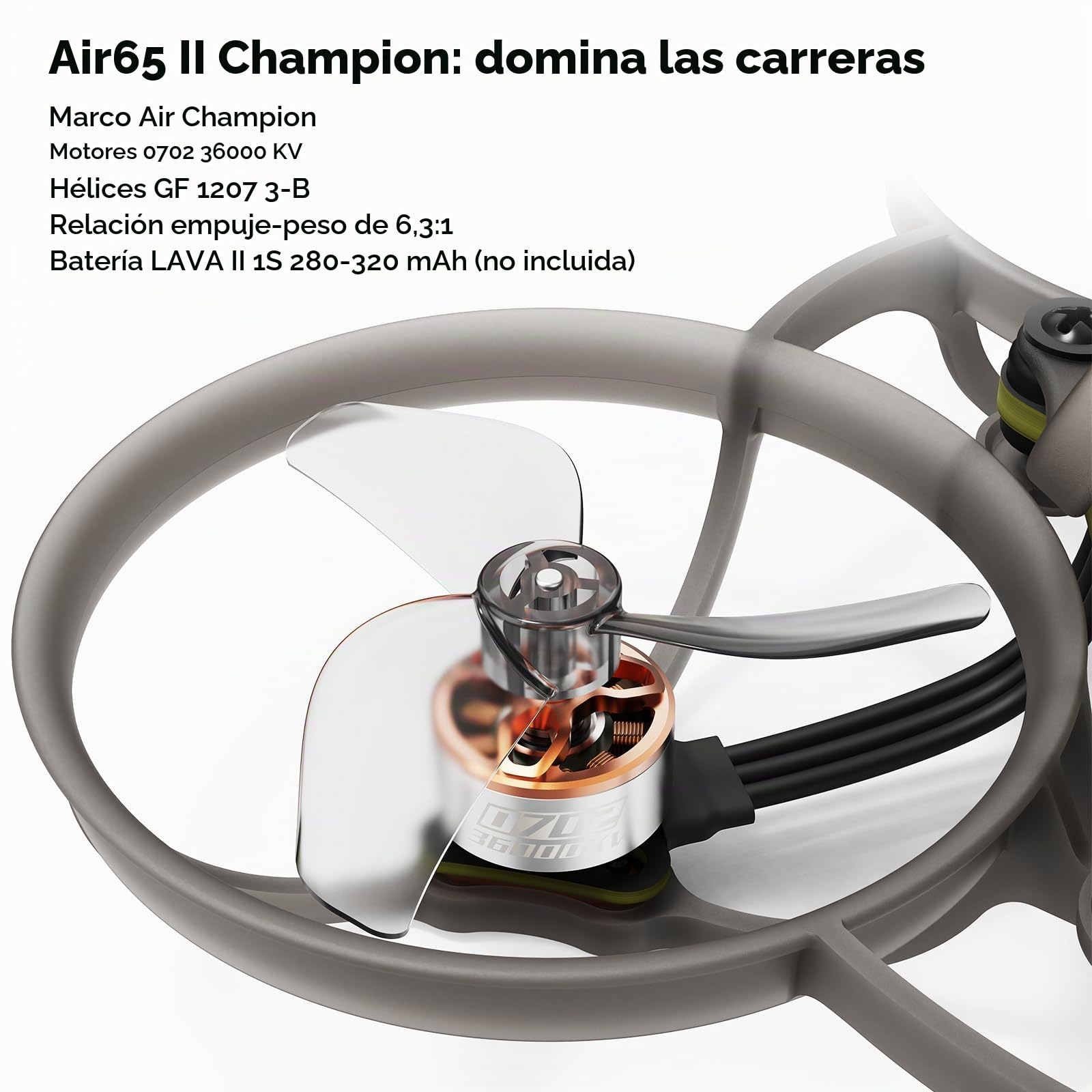 BETAFPV Air65 II Brushless Whoop Quadcopter, Ultraleichte 1S 65mm Mikro Drohne mit Matrix 1S 5IN1 II 12A FC, 0702 36000KV Motor, 1207 3-Blatt Prop, C03 Kamera, Air II Überdachung Rahmen für FPV-Flug