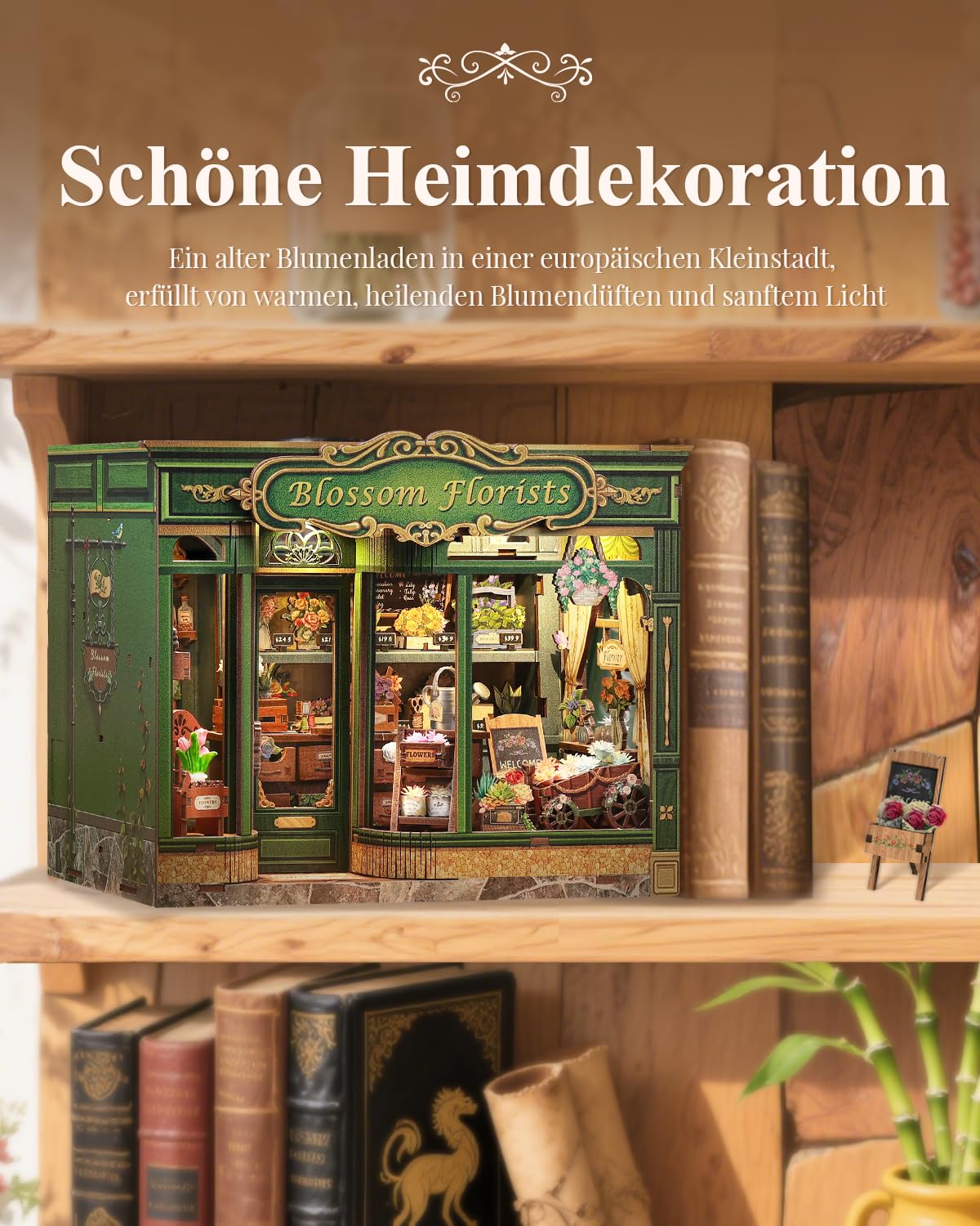 Cjeuxnr Kit fai da te per angolo libro, puzzle 3D in legno per casa delle bambole