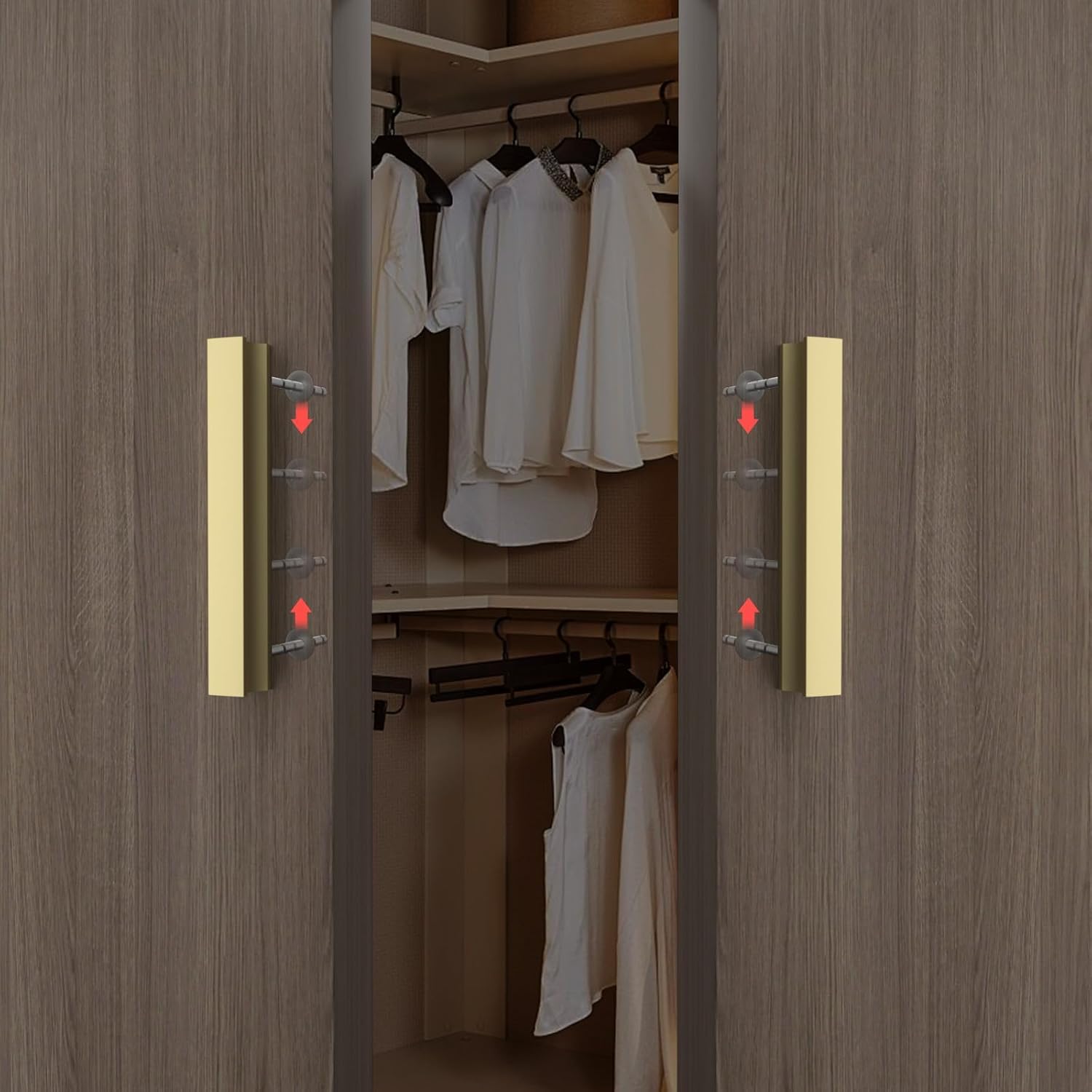 homdiy 5 Pack Adjustable Brushed Brass Cabinet Pulls 2" to 8.8" (51-224mm) Adjustable Hole Distance Drawer Pulls