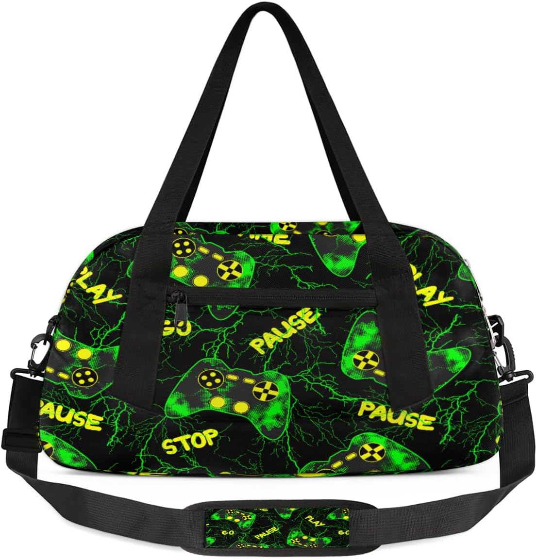 Gym Travel Duffle Bag for Boys - Kids Overnighter Weekend Bag with Front Zipper Pocket for School Practice, Game Controller Teens Carry-On Size Sleepover Bags