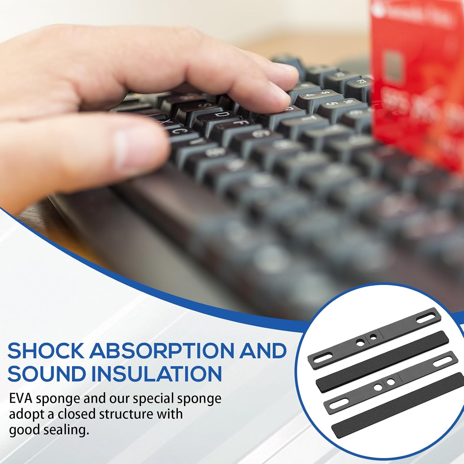 Keyboard Spacebar Foam, 4 Pcs Space Bar Keyboard Foam Silencer Pad Sound Dampeners Keyboards Silencer Sheet Foams and EVA Foams Pad for 6.25u Mechanical Keyboards Space Bar, 1mm and 3mm image 5