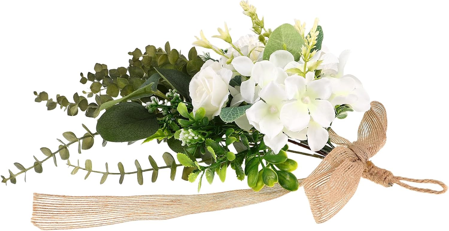 LUOZZY Artificial White Flowers Wreath Swag Hanging Decor for Kitchen Cabinet Doors Windows Walls Home Party
