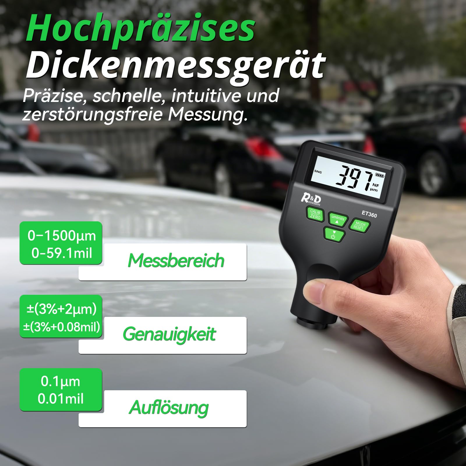 RDINSCOS Lackmessgerät Auto Schichtdickenmessgerät Autolack