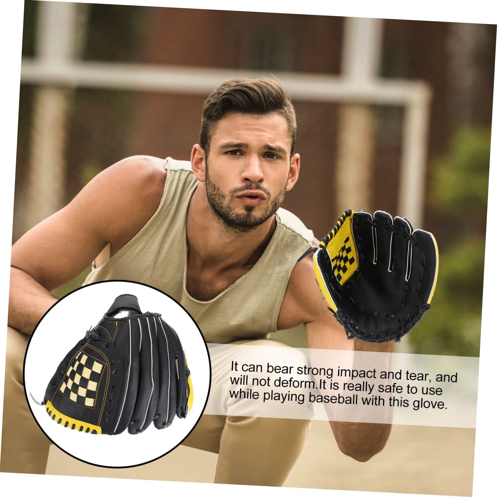 KOMBIUDA 12.5 Inch Baseball Glove Adult Youth Size Softball Gloves Baseball Accessories Natural