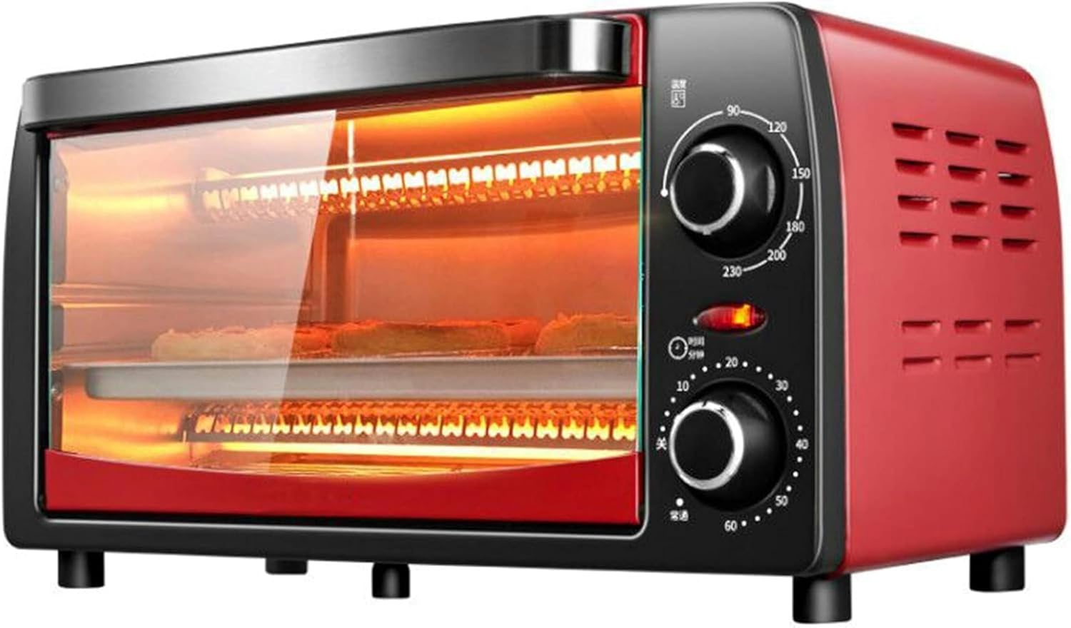 12 Liter Smart Home Electric Stove, Large Capacity Multifunctional Chicken Oven, Microwave with Oven, Mini Pizza Oven, Red (red)