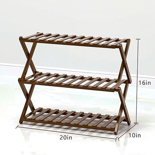 Miniatura 2 de Zapatero plegable de bambú para zapatos, organizador de 3 niveles, multifuncional, de pie, para armario, entrada, pasillo, sala de estar, puerta