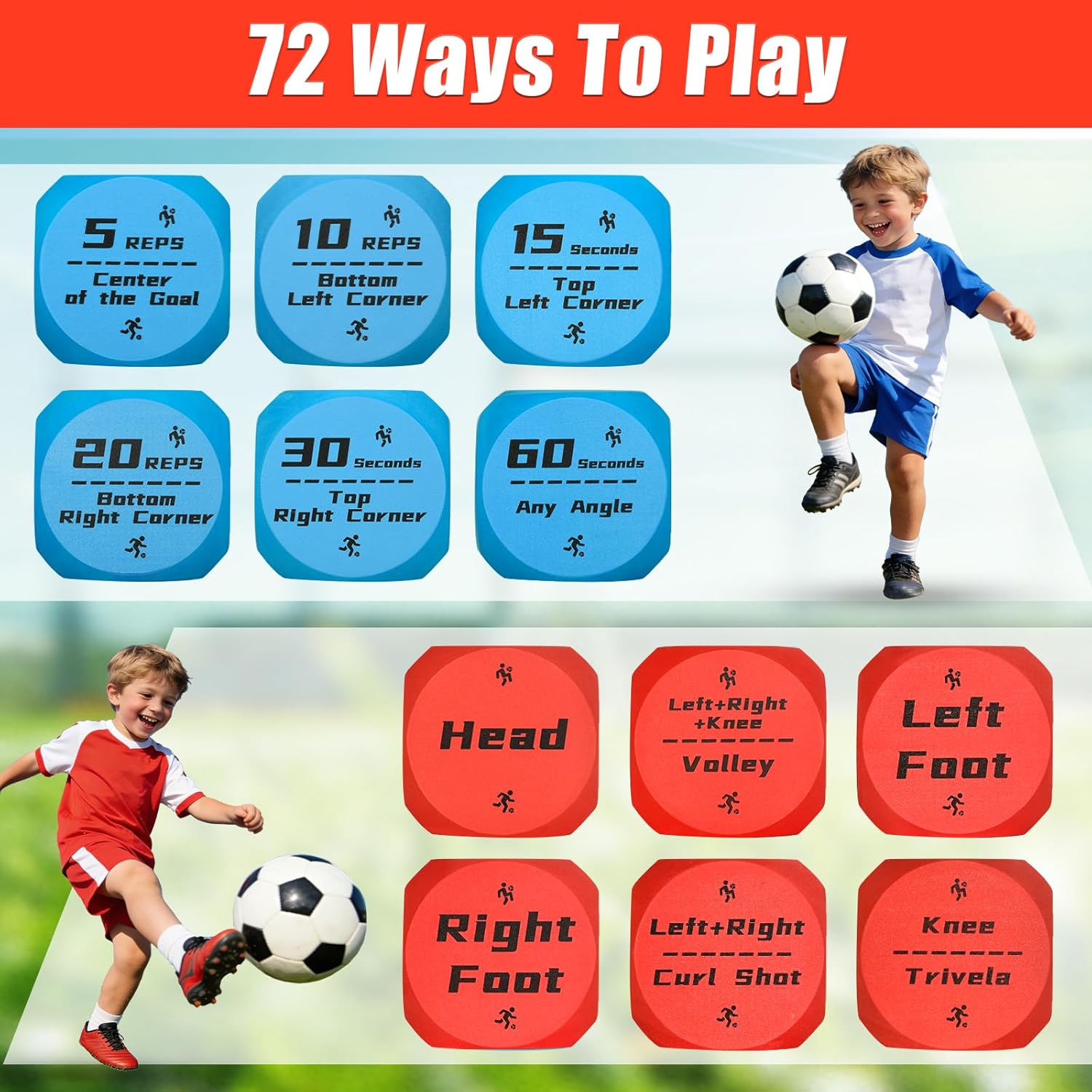 Big Size Soccer Training Dice Set, 2Pcs Soccer Gifts Shooting & Juggling Soccer with Mesh Bag Training Equipment for Games, Boost Soccer Skills with Fun Practice for 8-12 Boys & Girls
