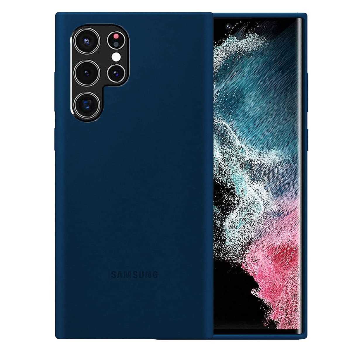 A.M Samsung Galaxy S22 Ultra Case Cover | With Slightly raised edges for 360 Drop Protection, Anti Scratch, Anti-Fingerprints (Blue)