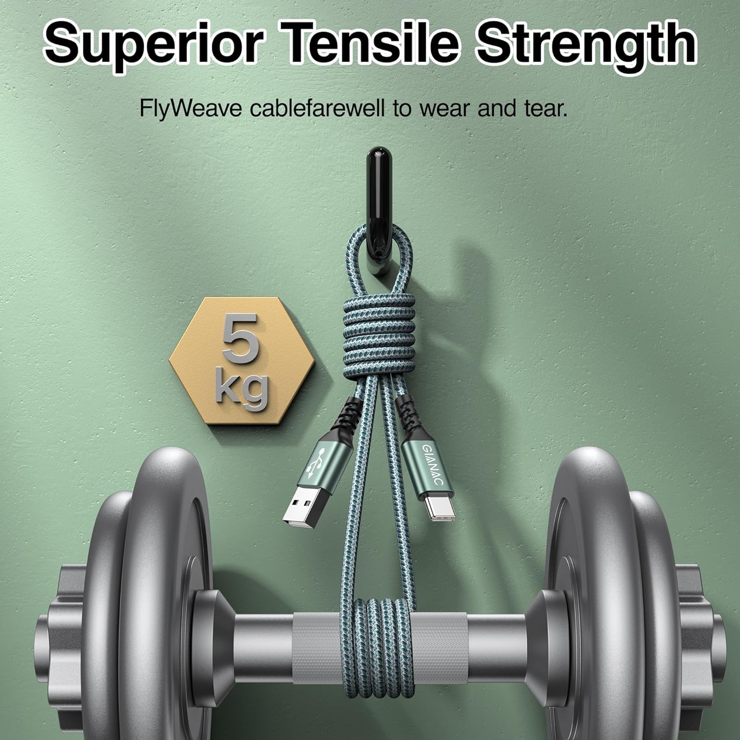 GIANAC Cavo USB Type-C 2M, Cavo USB C Lungo Cavo di ricarica USB C Tipo C 3.1A cavo di ricarica e cavo dati USB C per Galaxy S22 S21 S20 S10,Huawei P9 P20 P10 P30, Xiaomi,Sony,OnePlus