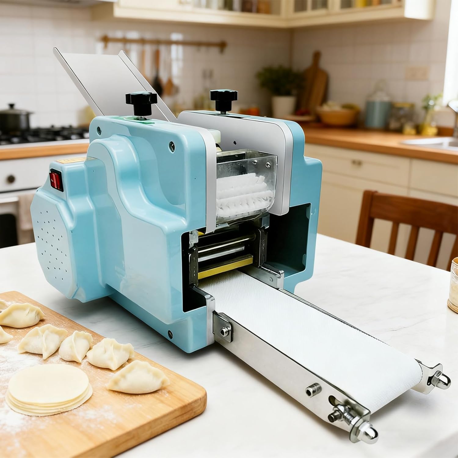 Electric Dumpling Wrapper Maker - Automatic Dumpling Skin Machine for Commercial & Household Use, Wonton Dough Maker for Kitchen & Restaurant Including two molds