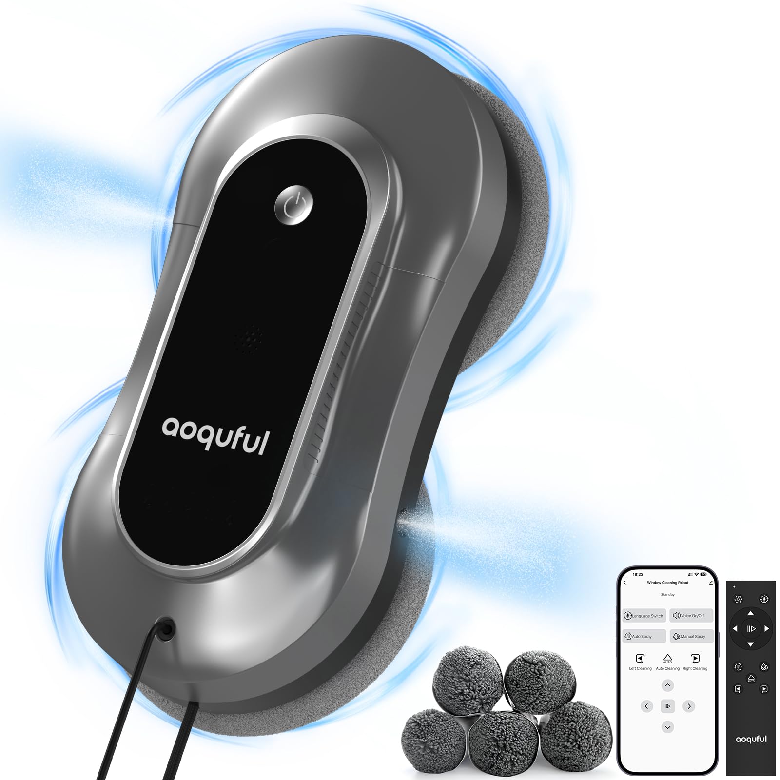 AlfaBot X8 Fensterputzroboter, Elektrischer fensterroboter Window Cleaner Robot, Automatischer Wassersprüher, 50ml Wassertank AlfaBot X8 Fensterputzroboter, Elektrischer fensterroboter Window Cleaner Robot, Automatischer Wassersprüher, 50ml Wassertank