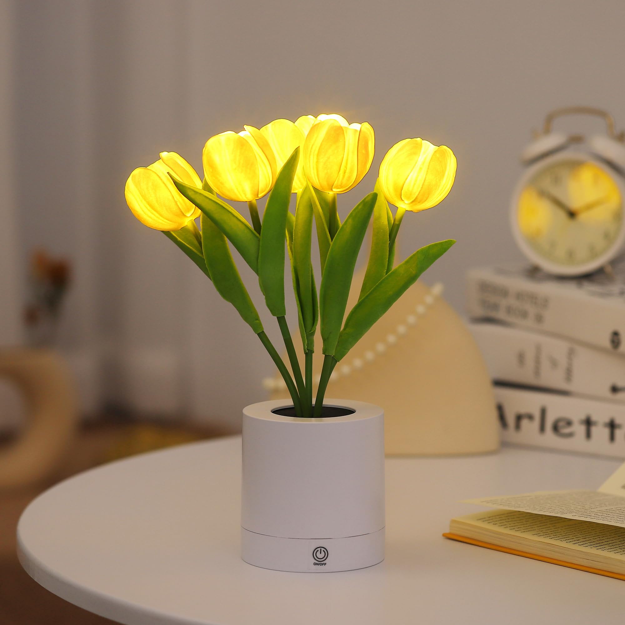 WSYEAR Flower Table Lamp Tulip Desk LED Night Light for Home Living Room Decor Artificial Flower with Vase Table Centerpieces for Birthday Holiday Party Wedding Room Decoration — image 1