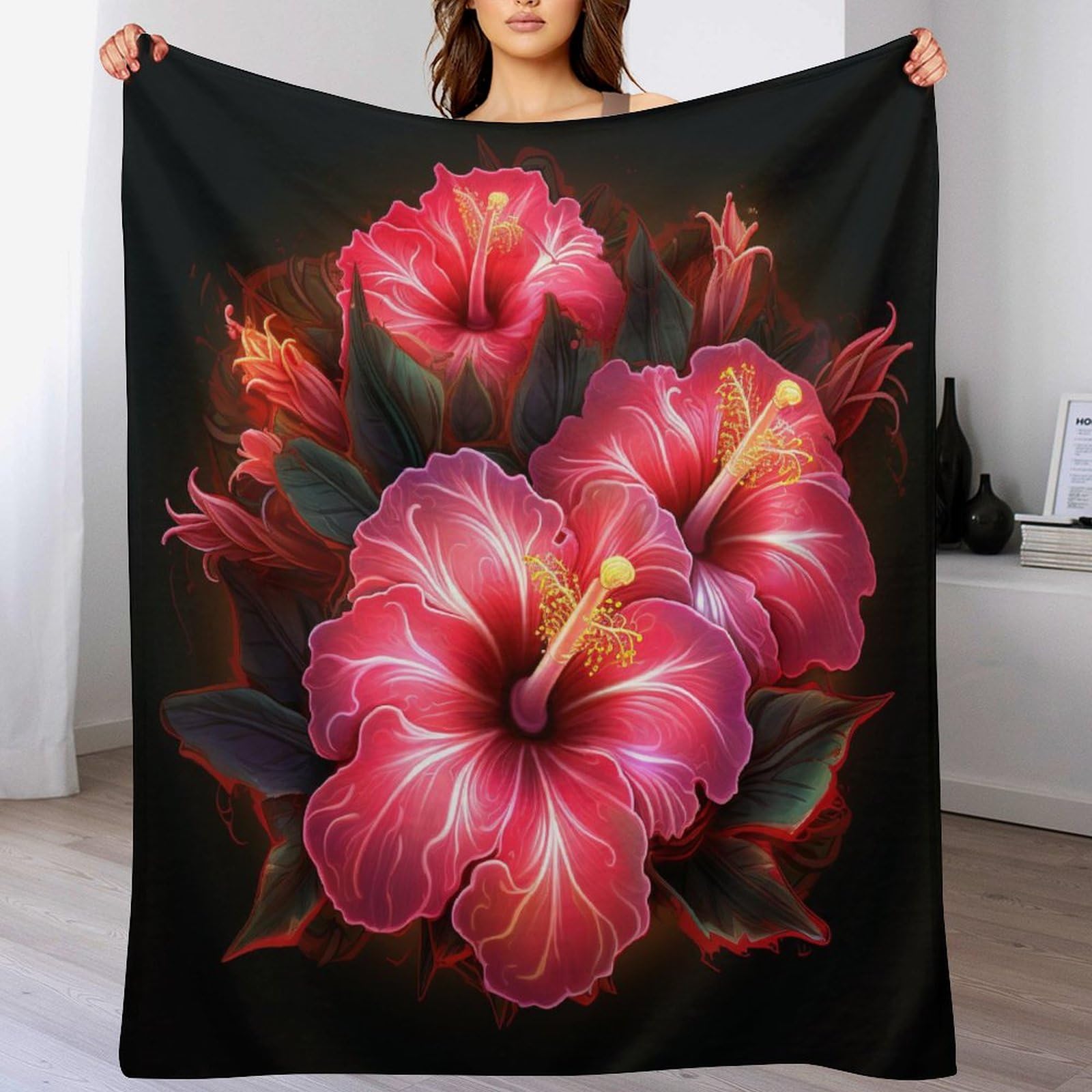 Manta con flores de franela suave para sofá y cama 130x180 cm