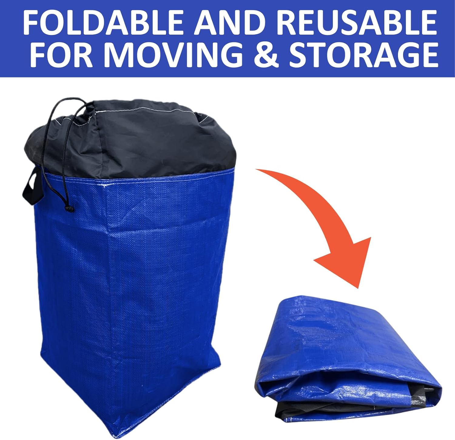 66 Gallon Extra Large Moving Bags with Handles, Heavy Duty Waterproof Storage Totes for College Dorm and Home, Packing Supplies for Moving Boxes, Set of 4