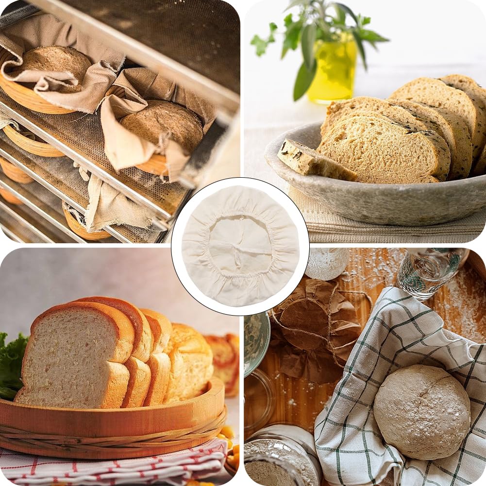 CREATCABIN 6Pcs Bread Proofing Basket Cloth Liner Bread Basket Liner Cloth 9.84Inch Round Baking Dough Basket Cover Natural Rattan Banneton Proofing Cloth for Sourdough Bakery Home Baking Supplies - Image 4