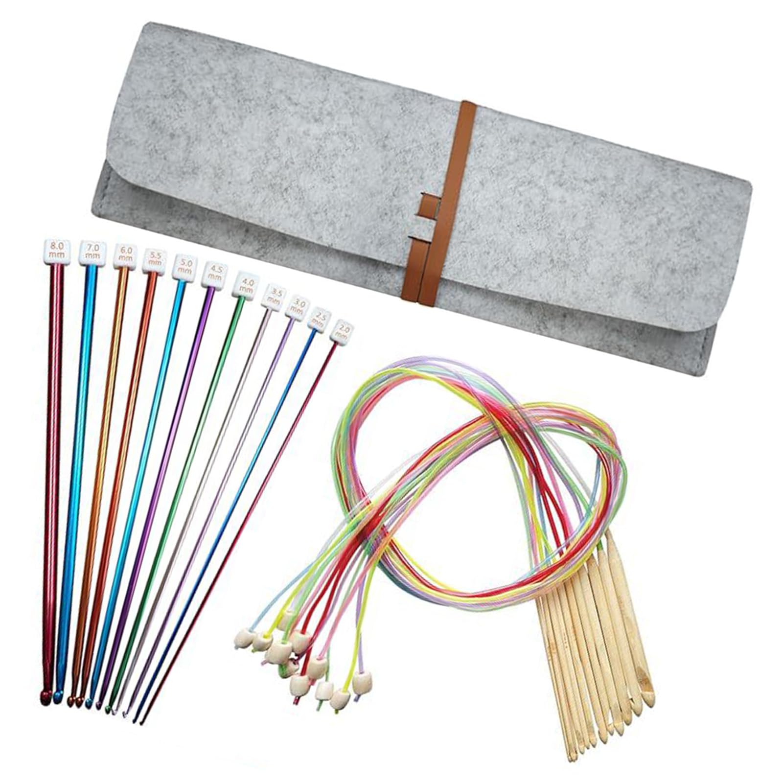 Xinyin Tunisian Crochet Hook Set With Wood Crochet Hook Metal Afghan Hook Knitting Needle For Knitting Crocheting Blanket