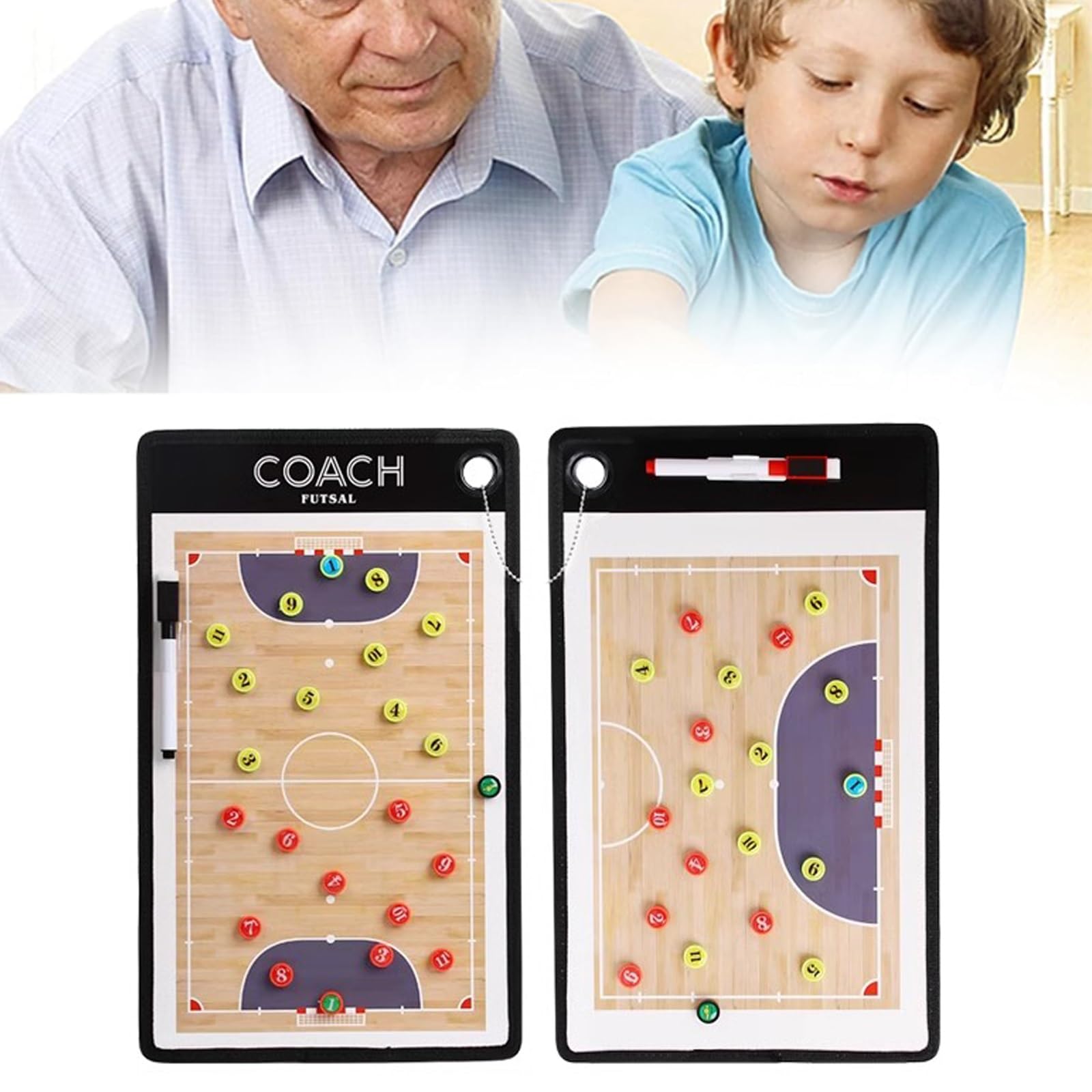 Lavagna Magnetica Futsal, Lavagna Allenatore Calcio a 5, Lavagnetta Futsal, Lavagna Tattica Calcio, con Due Penne per Scrivere, Adatta per Il Futsal