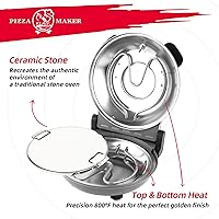 Vista 2 de KLAIF 12" Electric Countertop Pizza Oven Indoor With Ceramic Stone, Dual Adjustable Temperature Controls, Includes 4 Pizza Tools, LMR-Gray