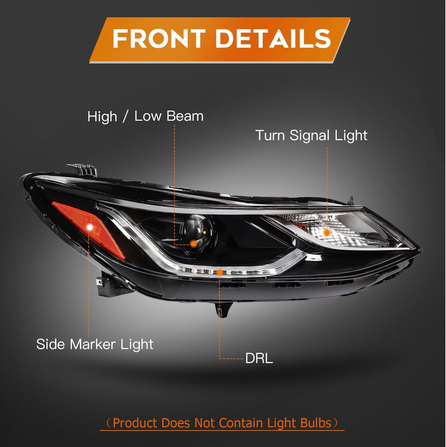 Headlight Assembly Fit with 2016-2019 for Chevy Cruze 4Door Chrome Housing and Amber Reflector Right GM2503429 42680786