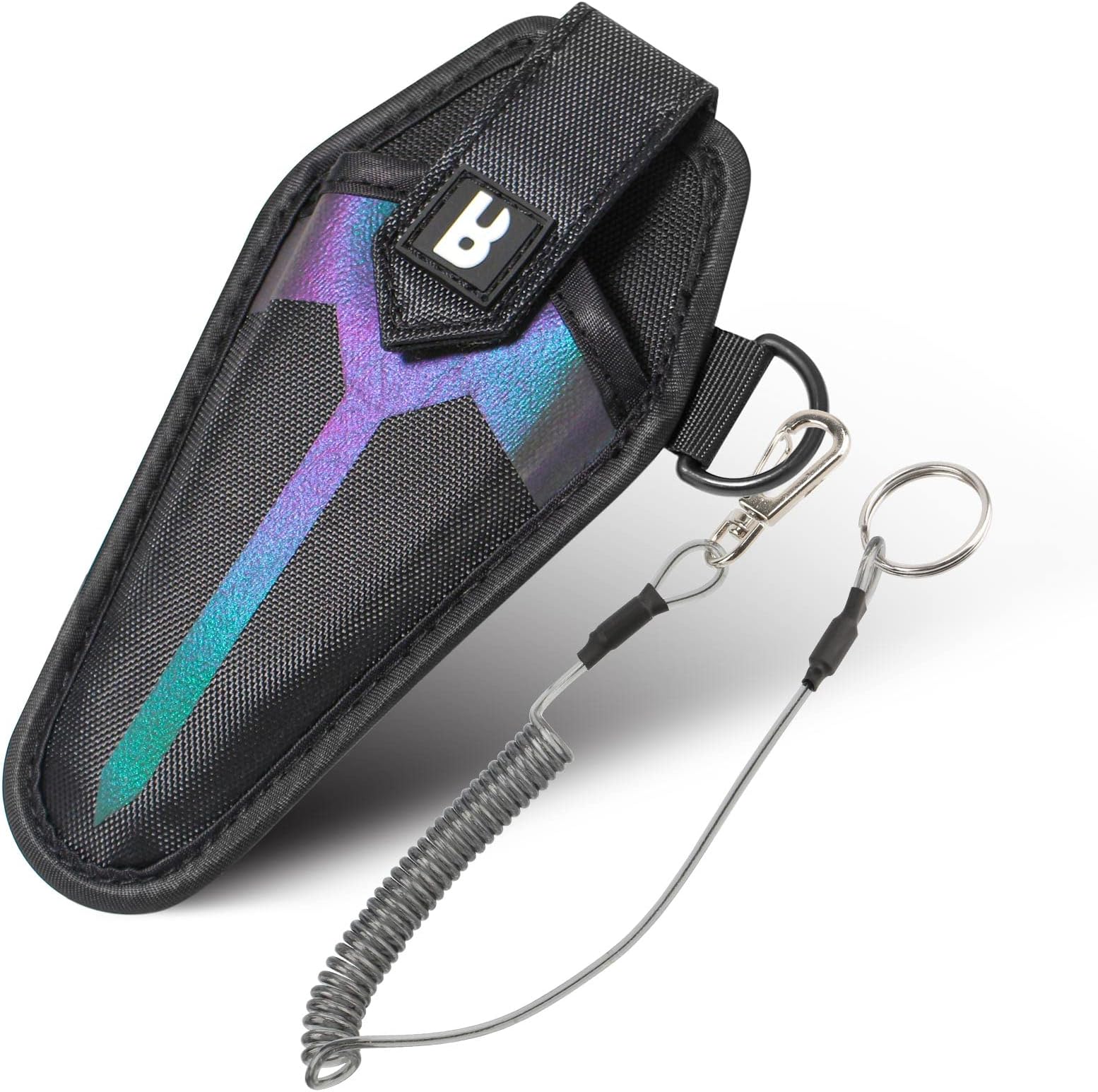 Booms Fishing P05 Fishing Pliers Sheath with Coiled Lanyard, Saltwater Fishing Tool Holder, Two Sizes Options Tool Holster for Vary 4.9' ~ 8.0' Pliers and Tools