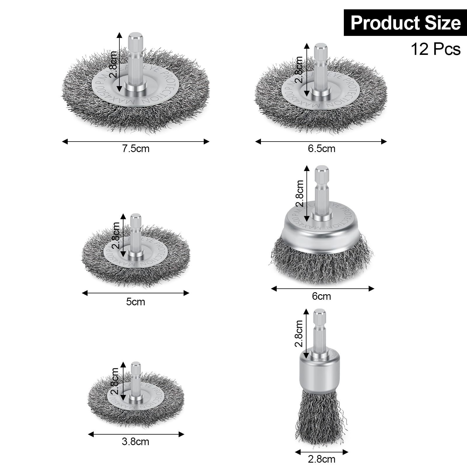 Set 9 Spazzole Per Trapano - Spazzole In Acciaio Con Codolo 6mm Per Rimuovere Ruggine E Vernice