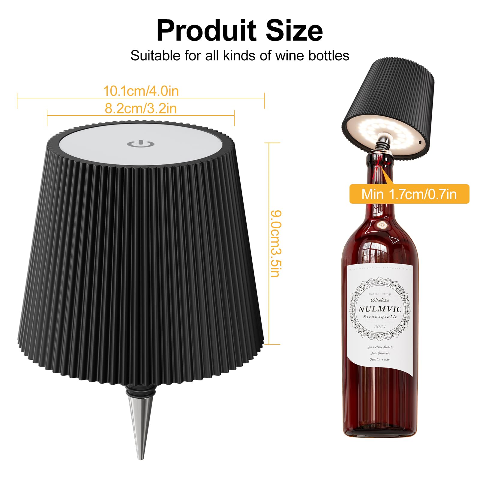 Lampada Da Bottiglia LED Ricaricabile Nulmvic - Impermeabile IP54, 3 Colori, Touch Control Perfetta Per Interni Ed Esterni - Foto 6