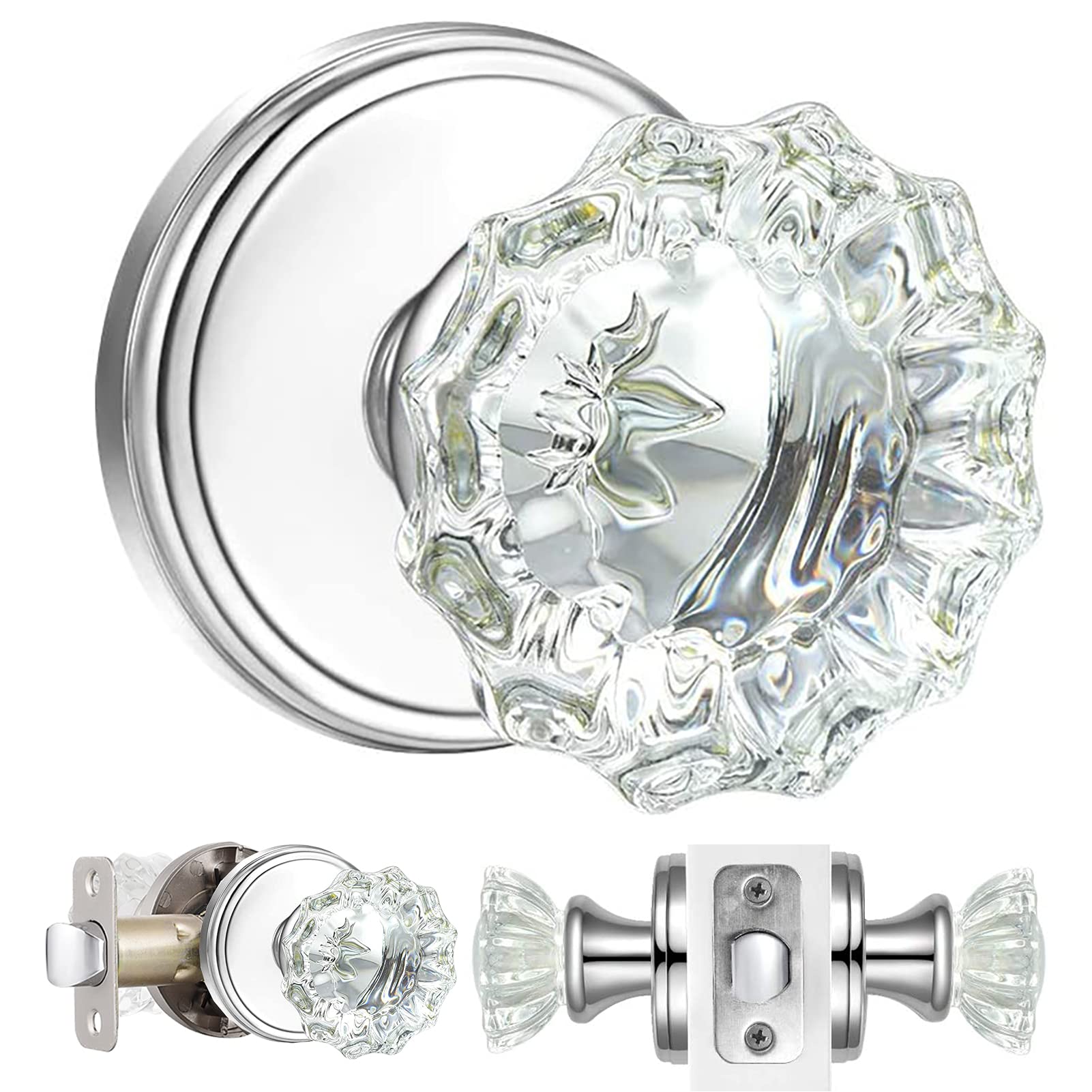Glass Door Knobs Interior Vintage Privacy Door Knob with Lock — Amazon image 18