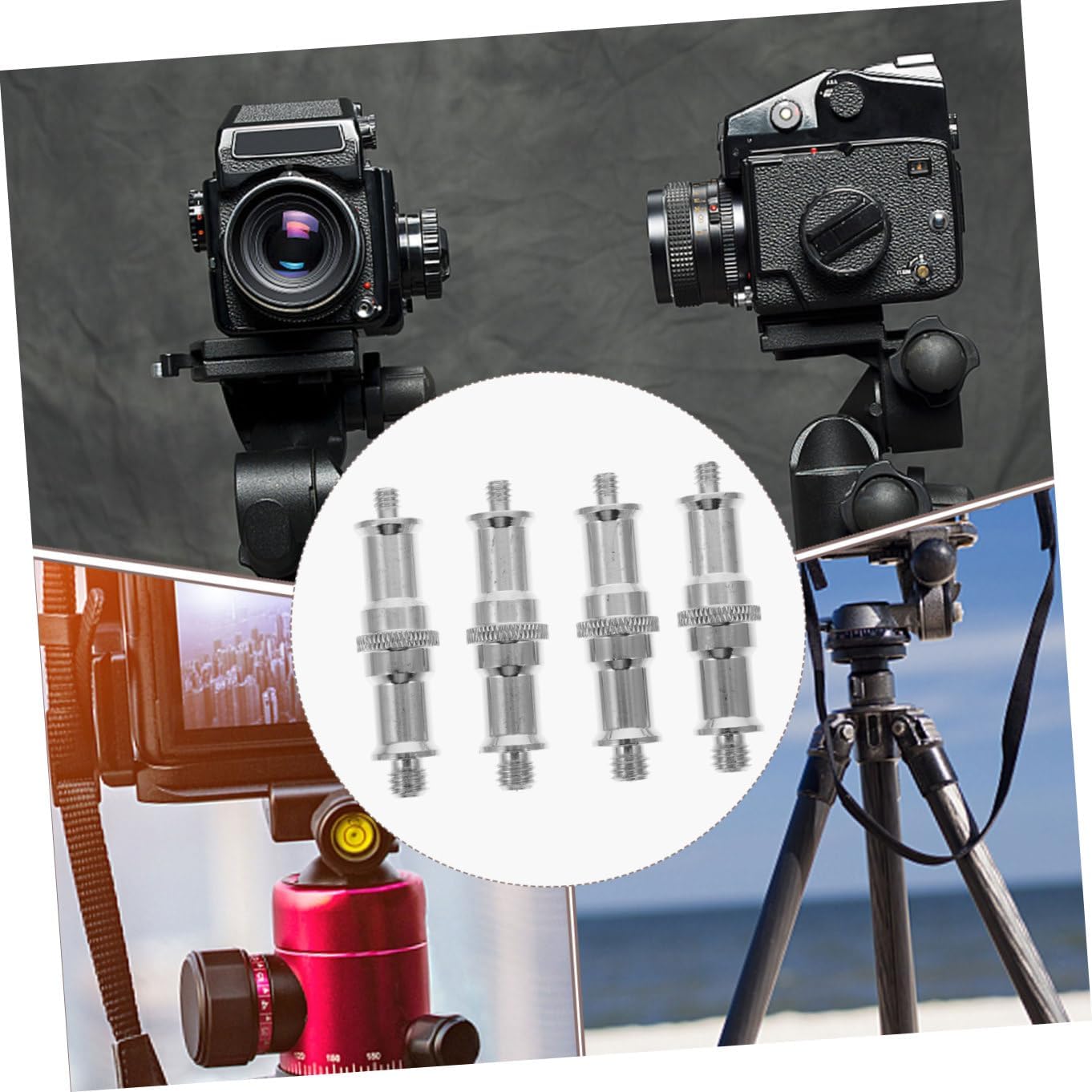 4pcs 1/4 to 3/8 Threaded Screw Adapter Spigot for Camera Tripod Mounting Hardware Studio Light Stand Accessories