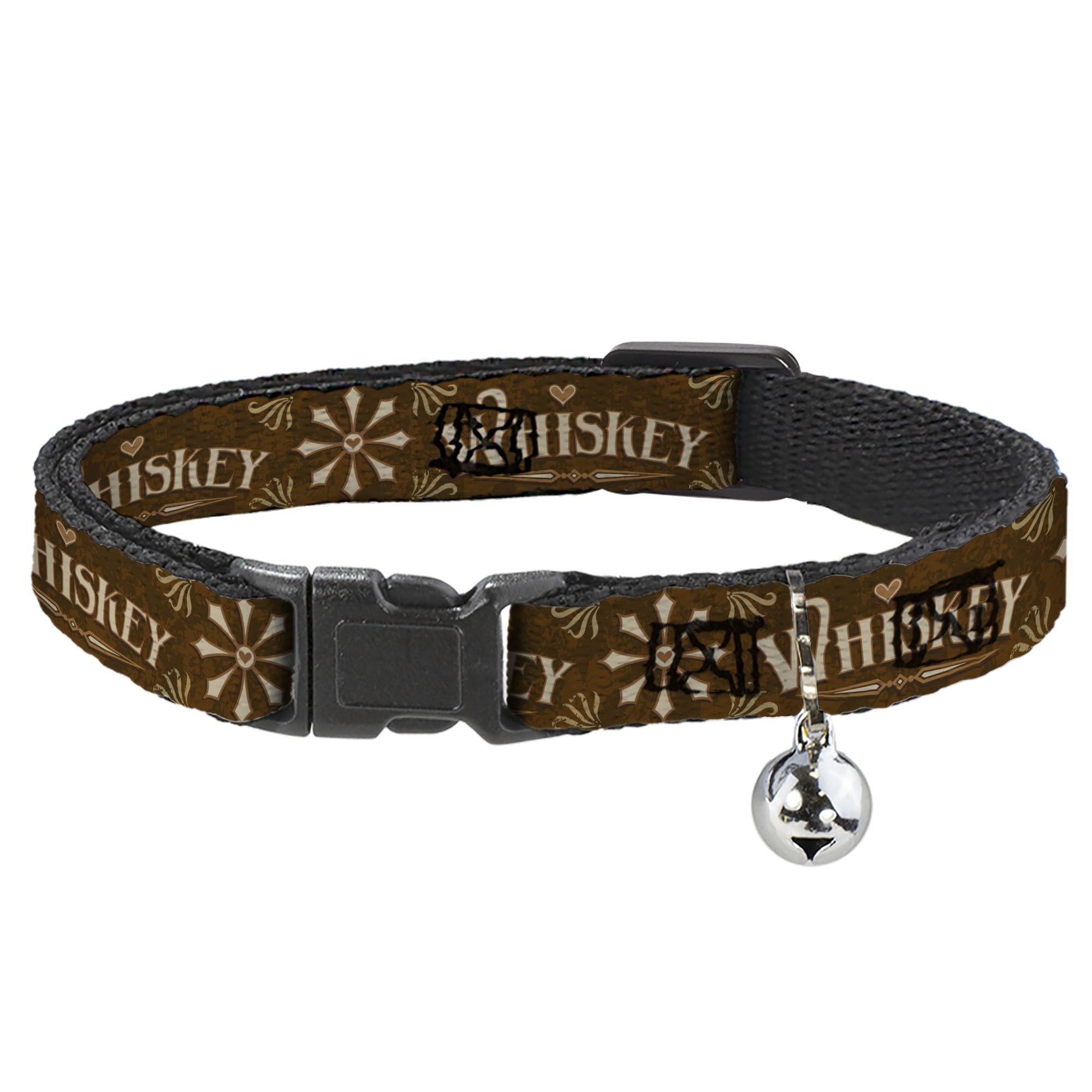 Collar de gato separable Western Whisky Heart Buckle-Down ajustable con campana