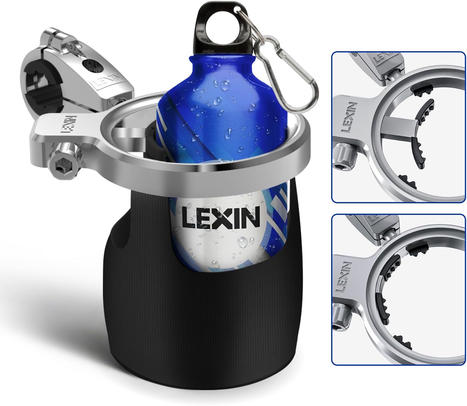 Amazon ドリンクホルダー バイク用 ボトルホルダー カップホルダー ペットボトルホルダー 360度回転可能 ハンドル バー クランプ